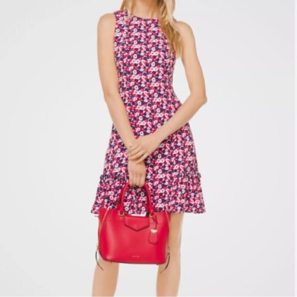 Michael Kors sleeveless Floral Shift Dress in Pink, Red & Navy